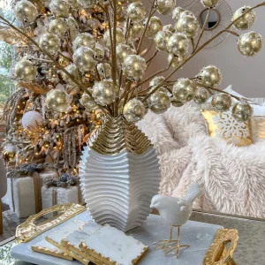 Inspire Me! Home Decor White And Gold Two Tone Vase