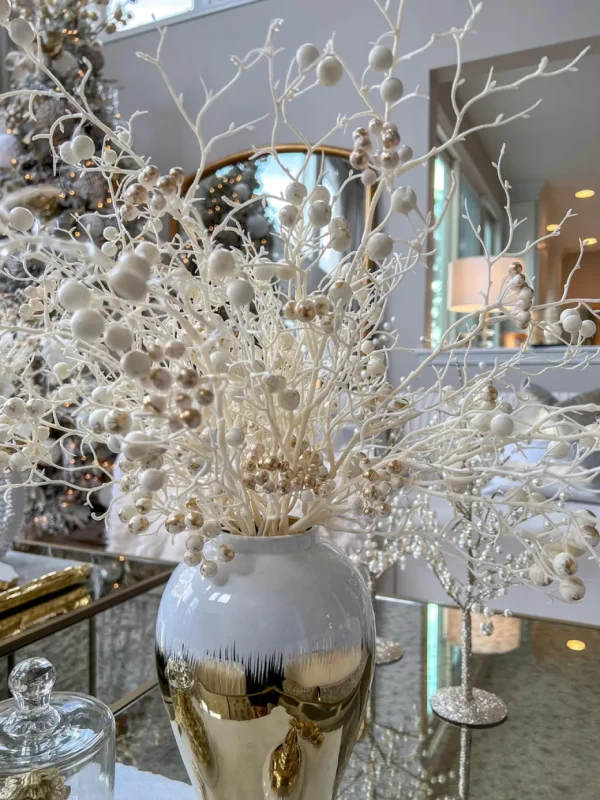 Inspire Me! Home Decor White And Gold Berry Stem