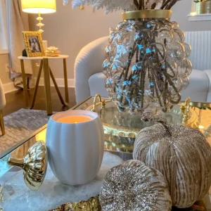 Inspire Me! Home Decor White Pumpkin Candle With Gold Top (2 Sizes)