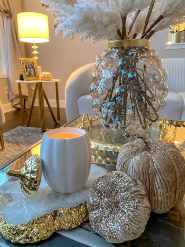 Inspire Me! Home Decor White Pumpkin Candle With Gold Top (2 Sizes)