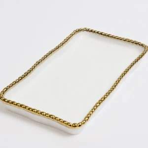 Inspire Me! Home Decor White & Gold Beaded Vanity Collection (3 Items) Each Sold Individually