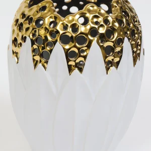 Inspire Me! Home Decor White And Gold Porcelain Vase With Circle Cutout Design (2 Styles)