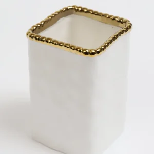 Inspire Me! Home Decor White & Gold Beaded Vanity Collection (3 Items) Each Sold Individually