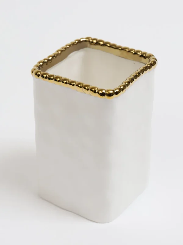 Inspire Me! Home Decor White & Gold Beaded Vanity Collection (3 Items) Each Sold Individually