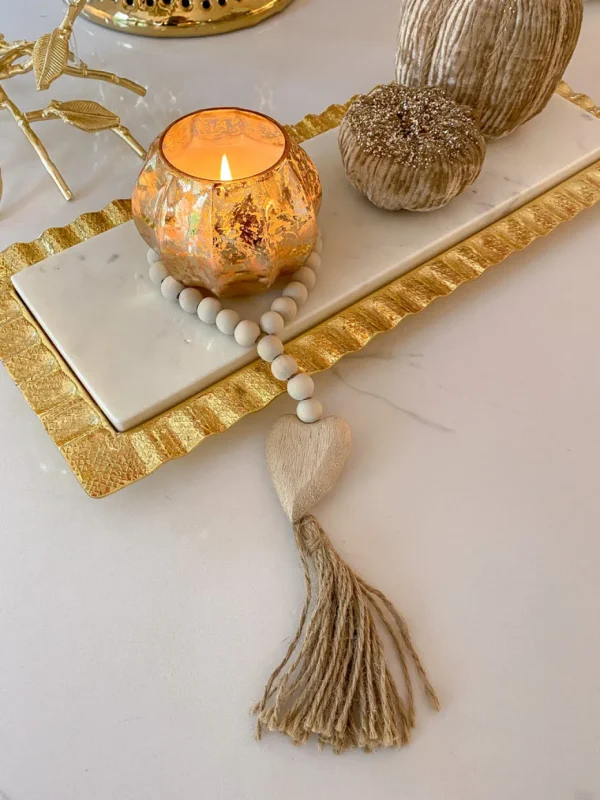 Inspire Me! Home Decor Wooden Beaded Tassel With Heart Pendant