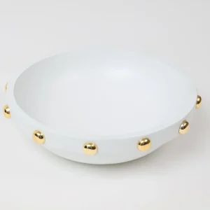 Inspire Me! Home Decor Wood Bowl With Gold Studded Details