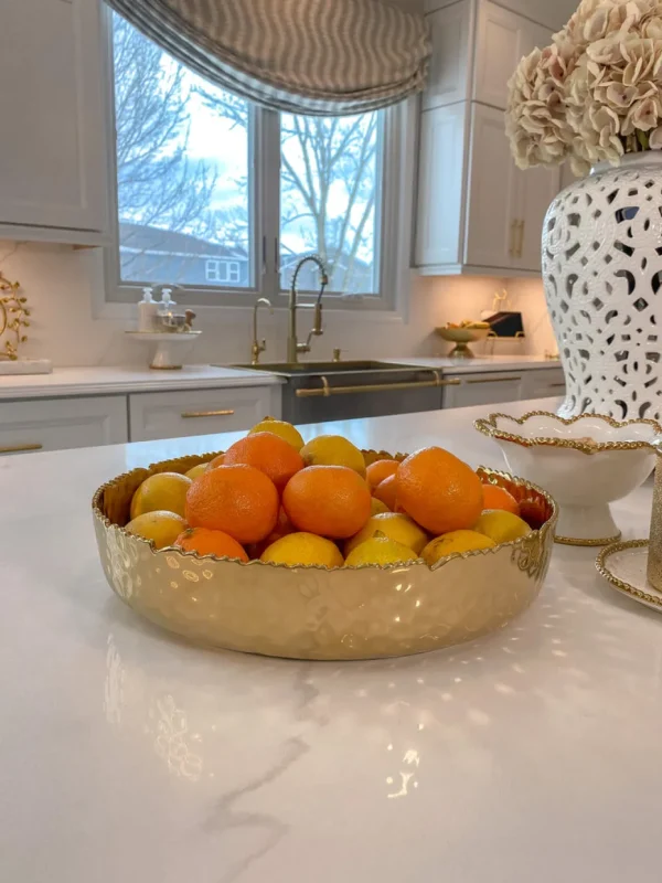 Inspire Me! Home Decor X-Large Textured Gold Shallow Bowl