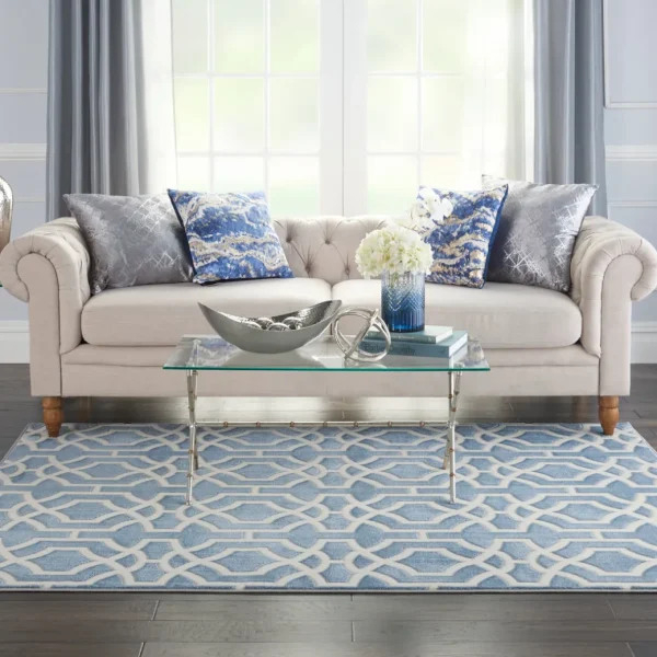Nourison Joli Area Rug – Blue/White (3 Sizes) PILLOWS, RUGS, & THROWS