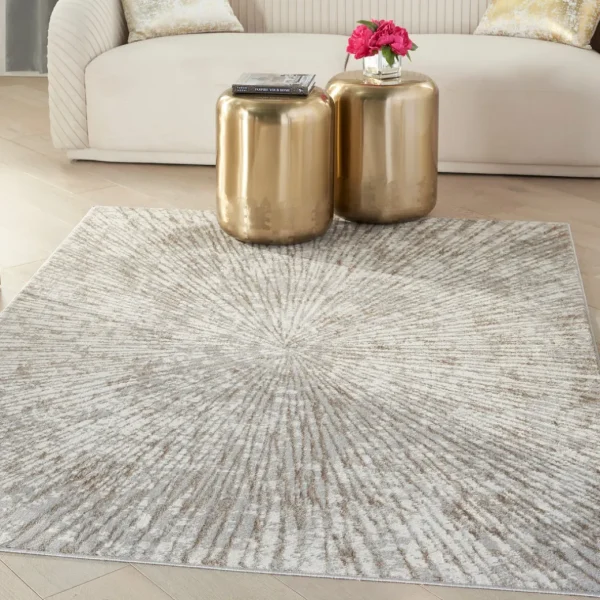 Nourison Metallic Abstract Area Rug Style 1 – Grey/Mocha (4 Sizes)