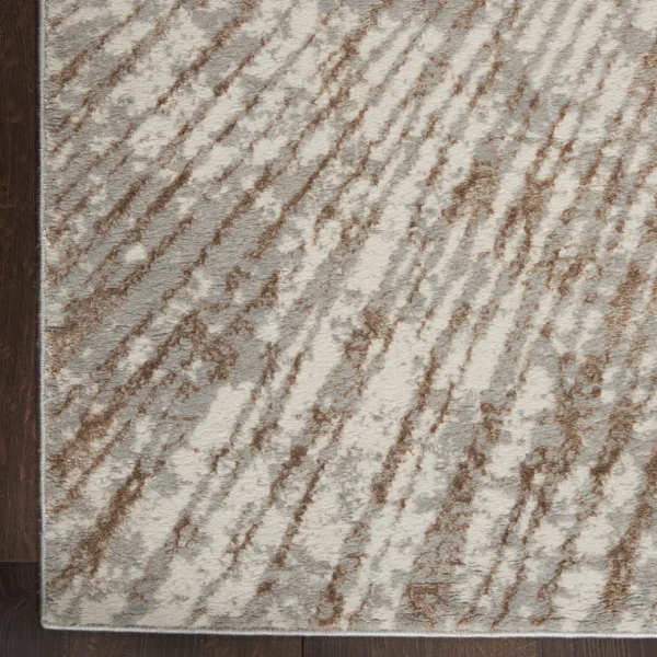 Nourison Metallic Abstract Area Rug Style 1 – Grey/Mocha (4 Sizes)